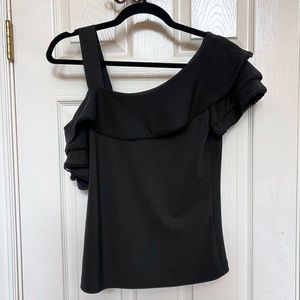 Banana Republic Asymmetrical Tiered Sleeve Top, black